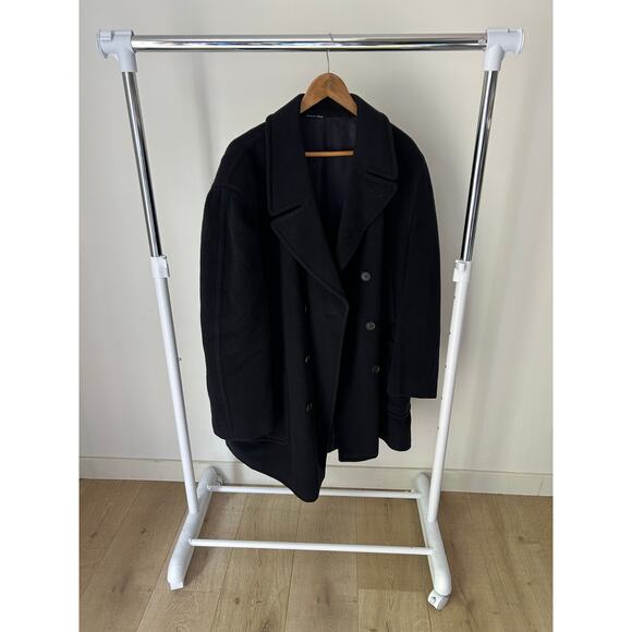 Canali Made In Italy Pure Wool Black Coat Size 60R - Picture 1 of 10
